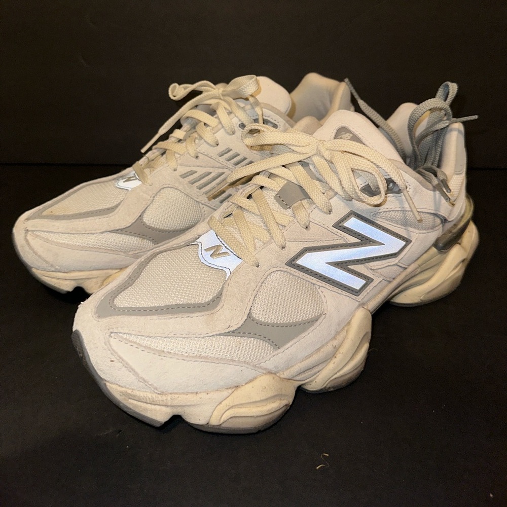 New Balance Cream and Gray Athletic Shoes